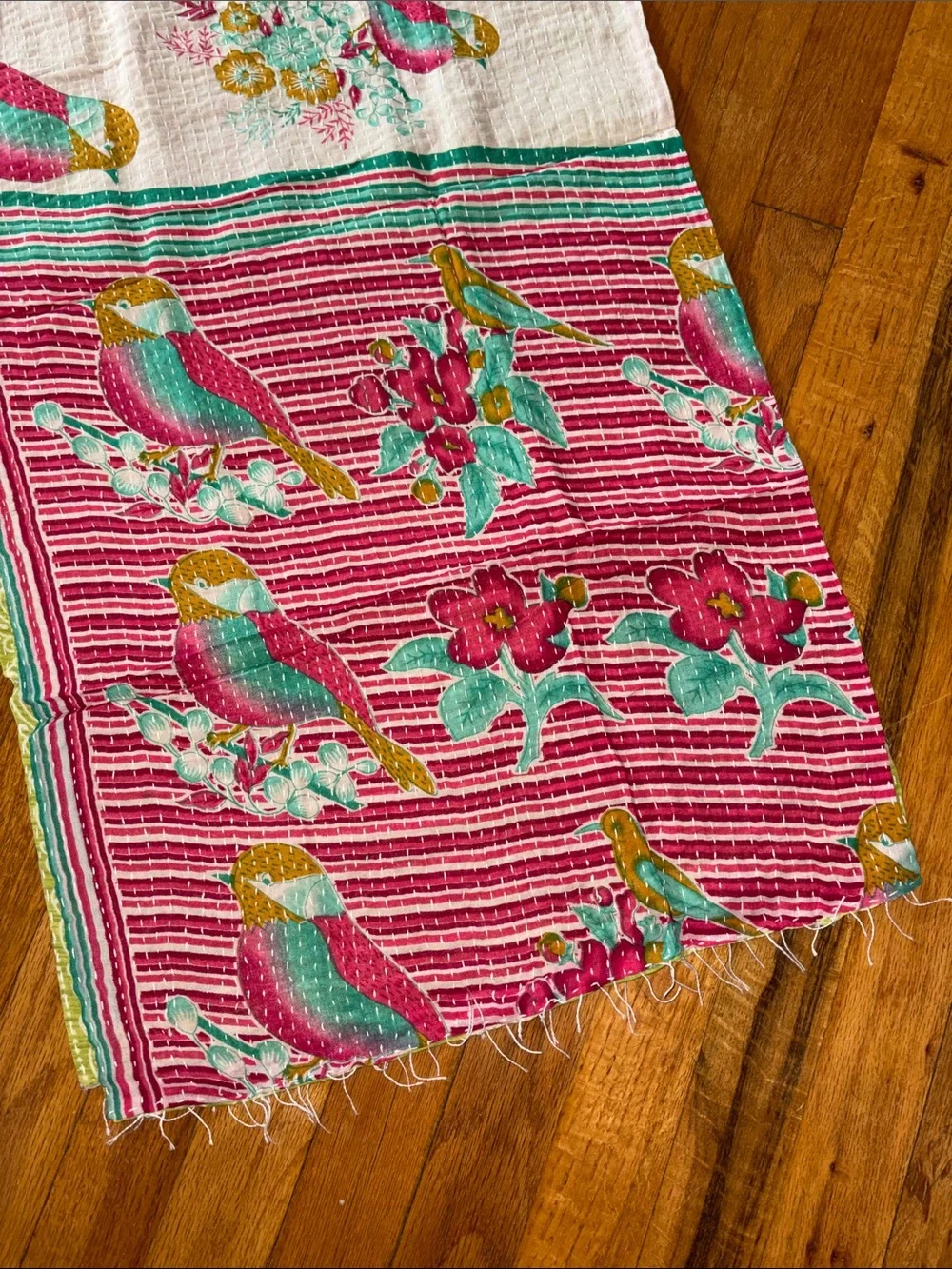 Kantha Scarf Birds #4 100% Cotton